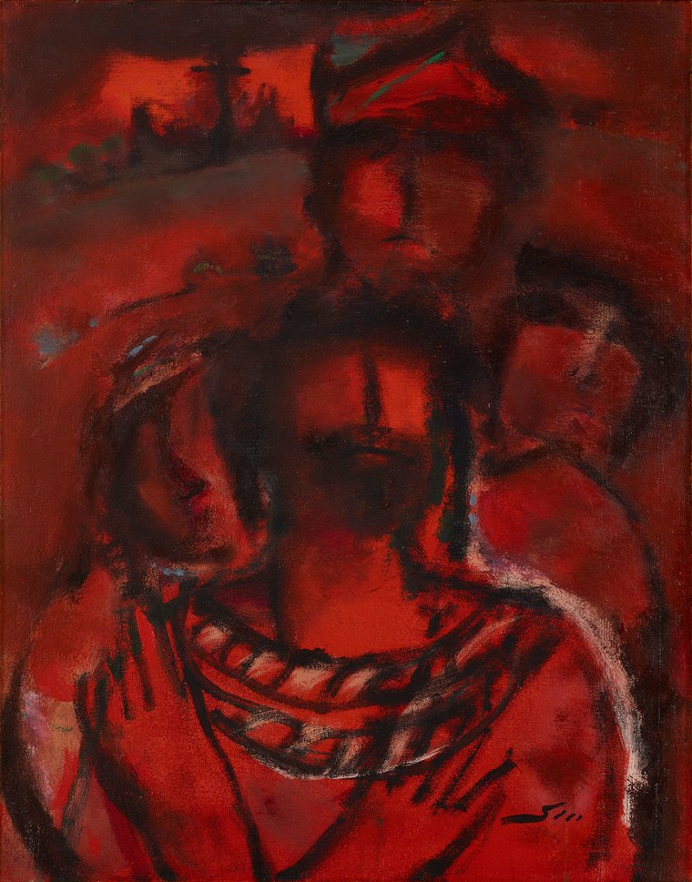 Fateh Moudarres | Syrian 1922-1999 a painting for the old master artist Fateh al‑Moudarres