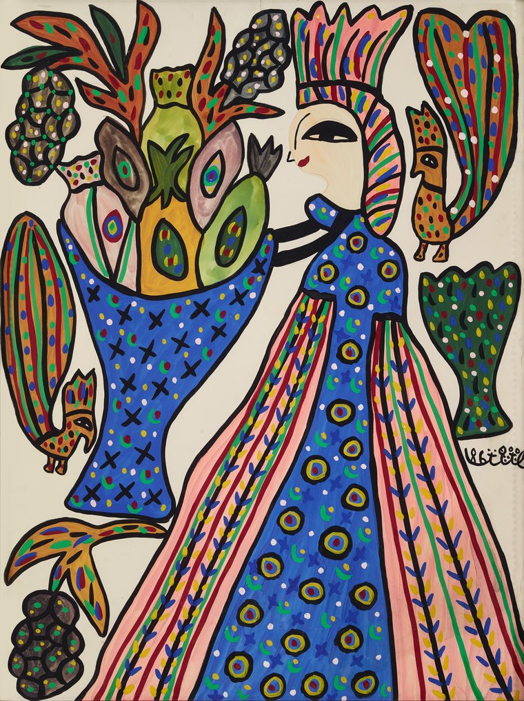 Baya Mahieddine | Algerian 1931 - 1998 a painting for the old master Algerian artist Baya Mahieddine