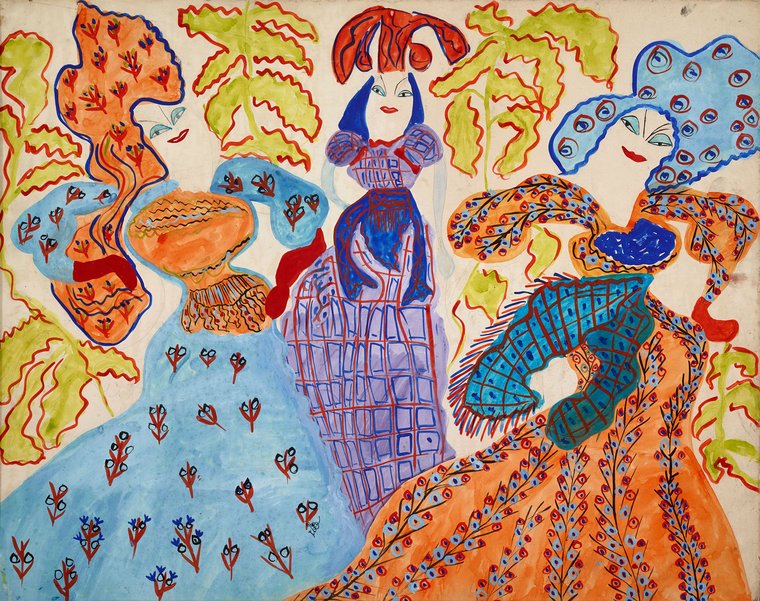 Baya Mahieddine | Algerian 1931 - 1998 a painting for the old master Algerian artist Baya Mahieddine
