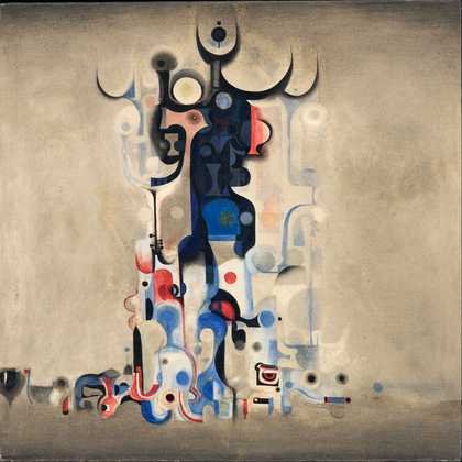 a painting by the Sudanese old master Ibrahim El-Salahi
